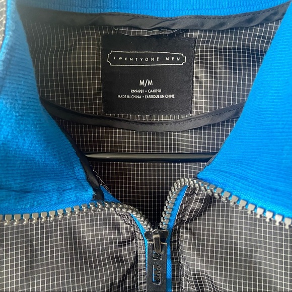 Forever 21 Men Black Blue Grid Windbreaker Jacket Size Medium - Picture 7 of 11